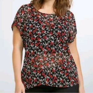 Torrid Black Chiffon Flower Skull Cut-out Top 5